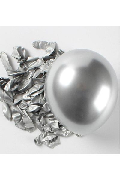 BeySüS 12 Inch Chrome Balloon Silver Set of 5