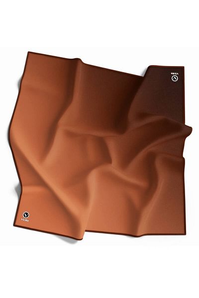 VİOLLA Twill Gradient Patterned Tan Colored 90X90 Scarf (Silk Free) Sewing Shape: Hand Sewing