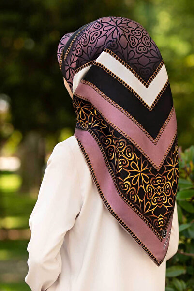 Vissona %100 Twill Ipek Zincir Desenli Pudra - Krem Renkli 90x90 Eşarp Dikim ...