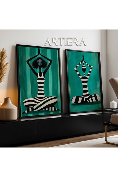 HİGUERA Yoga Mood cu Poodle Pictură în ulei Feel Dual Wood Framed Wall Painting