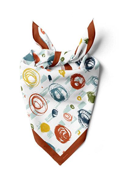 Modabutik D72 Kadın Puan Desenli Bandana 50x50 Kırmızı Turuncu Dg0420-22