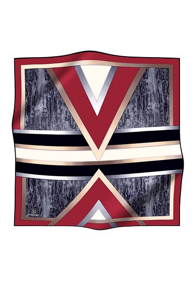 Vissona Γυναικείο Μεταξωτό Φουλάρι Twill Γκρι Claret Red
