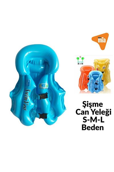 KATREMİA Inflatable Pool Life Vest Children (Yellow-Orange-Blue)