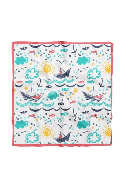 Modabutik G69 Kadın Kayık Desenli 50x50 Bandana Hyl Dg0787-22