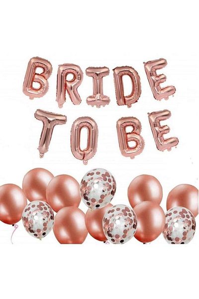 BeySüS Rose Gold Bride To Be Confetti Foil Balloon Set