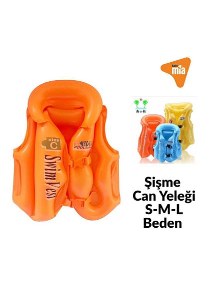 KATREMİA Inflatable Pool Life Jacket Children (Yellow-Orange-Blue)