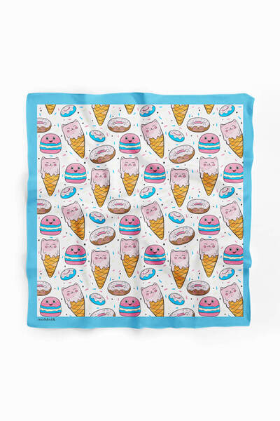 Modabutik D88 Kadın Aşk Desenli Bandana 50x50 Pembe Sarı Dg0360-22