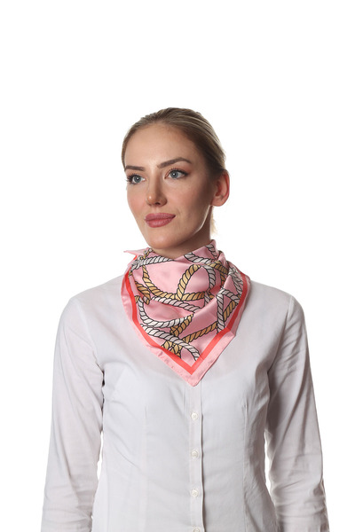 Modabutik Y17 Zincir Desenli Bandana Pembe