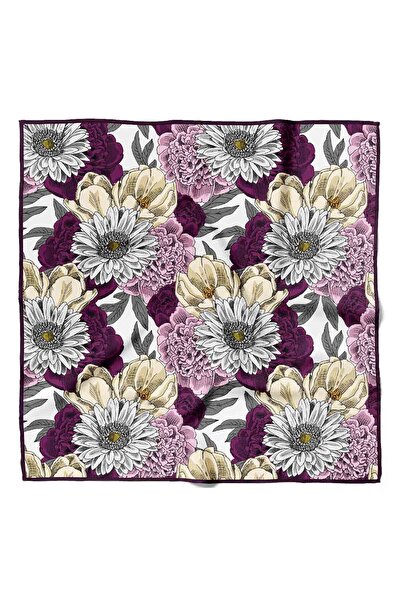 Modabutik Y29 Kadın Çiçek Desenli Bandana 50x50 Mor Dg0155-22