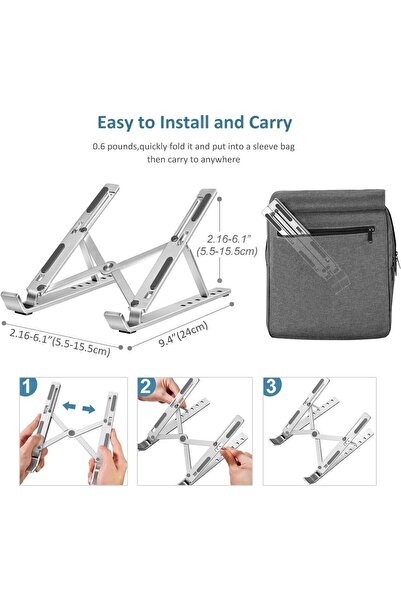 Deppo Trend Gradually Adjustable Metal Laptop Stand for Macbook/Notebook Foldable Lightweight Non-Slip Tablet Holder