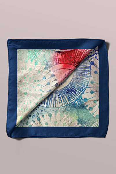 Modabutik Y41 Kadın Egzotik Desenli Bandana 50x50 Mavi Dg0272-22