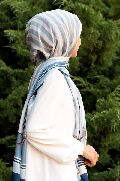 Vissona Women's Fresh Silk Shawl Indigo Baby Blue