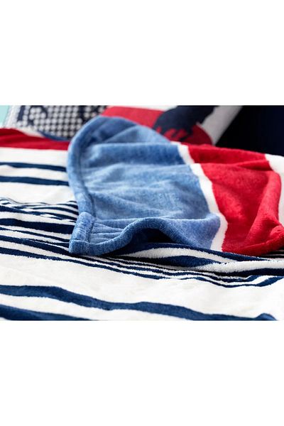 Soft Kare Welsoft Fleece Printed Single Blanket - Indigo/Red