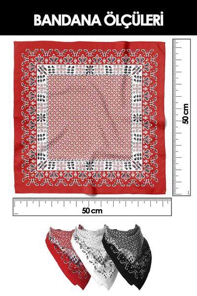 Modabutik F52 Women's Mustard Yellow White Evra Patterned 50X50 Bandana Hyl Dg0959-22