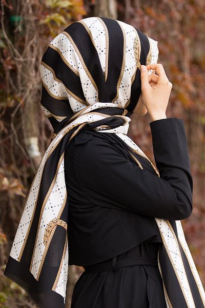 Vissona Women's Fresh Silk Shawl Black White