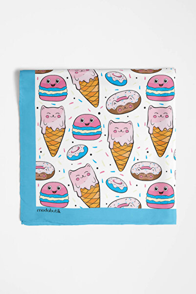 Modabutik D88 Kadın Aşk Desenli Bandana 50x50 Pembe Sarı Dg0360-22