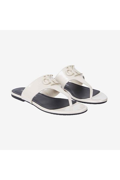 Calvin Klein Flip Flops de damă Papuci confortabili bej cu logo-ul mărcii YW0YW01342-ABJ