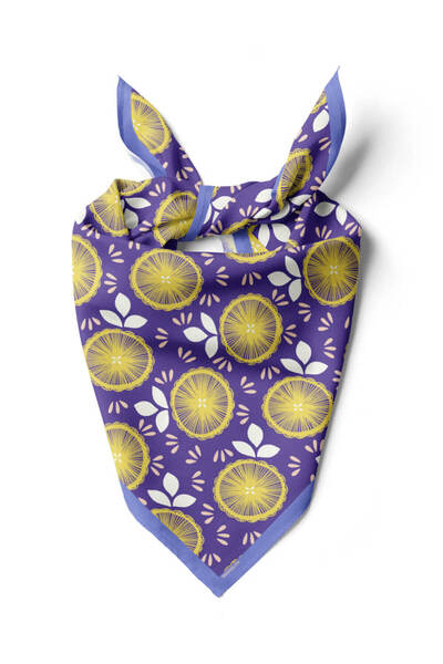 Modabutik C58 Kadın Lime Desenli Bandana 50x50 Sarı Dg0178-22 Snz