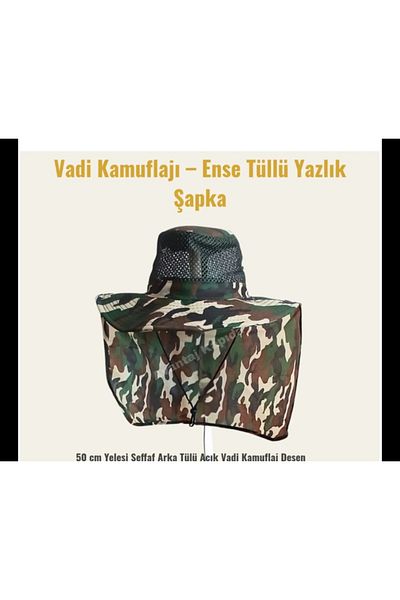 Avantaj Kapıda Mustova Lightweight Mesh Outdoor Back Tulle Hat – Unisex – Summer Camouflage Model 50 cm Yele