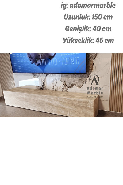 adomarmarblehandmadeandluxury Traverten TV Ünitesi, Gerçek Traverten, Tv Sehp...