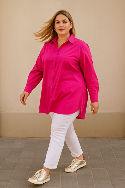 Patika Women's Plus Size Comfortable Shirt - Fuchsia