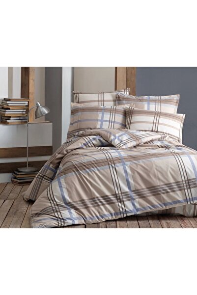 Clasy Ranforce 100% Pamuk Çift Kişilik Nevresim Takımı Enza V1 Bej