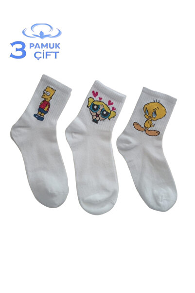 Esinti Детски чорапи Чорапи до коляното Ученически чорапи Шарени чорапи за момичета Ученически чорапи 3 бр.