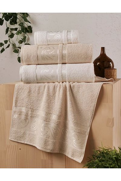 Fiesta VIP Jacquard Σετ Μπάνιου 4 τεμαχίων 2 τεμάχια 50x90 cm 2 τεμάχια 90x150 cm