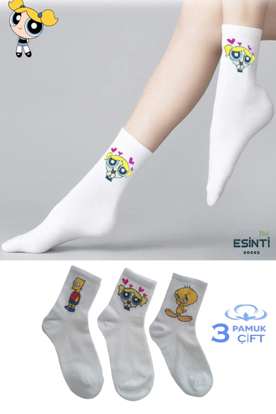 Esinti Детски чорапи Чорапи до коляното Ученически чорапи Шарени чорапи за момичета Ученически чорапи 3 бр.