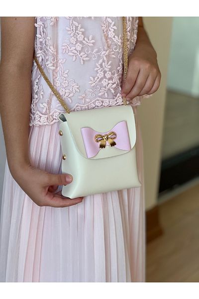 Mukteza Girl's Bag with Pink Ribbon Detail