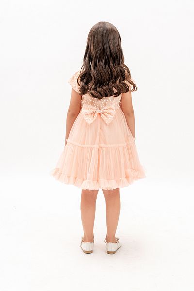 Eray Kids Βραδινό φόρεμα για κορίτσια με πουά με λεπτομέρειες και φιόγκο στην πλάτη