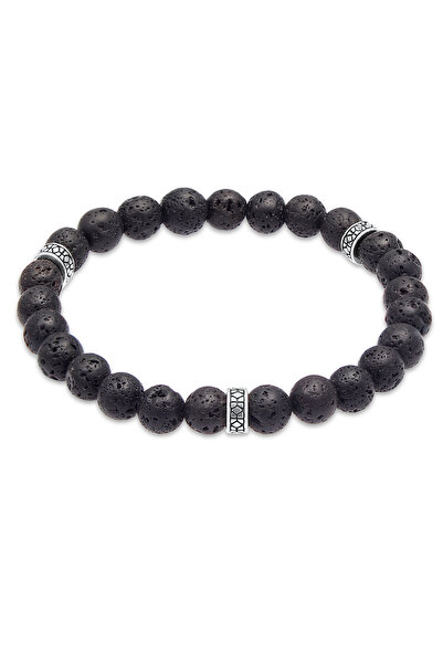 KUZZOI Bracelet Herren Lava Schwarz Vintage 925 Silber Oxidiert