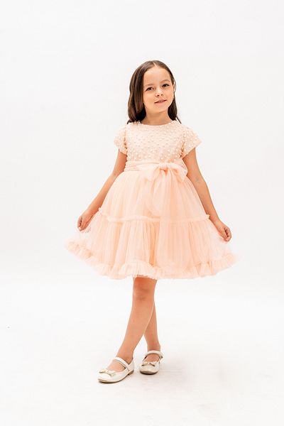 Eray Kids Βραδινό φόρεμα για κορίτσια με πουά με λεπτομέρειες και φιόγκο στην πλάτη