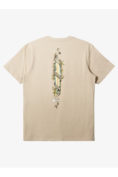 Quiksilver Ανδρικό μπλουζάκι Step Up Purple σε μπεζ στρογγυλή λαιμόκοψη