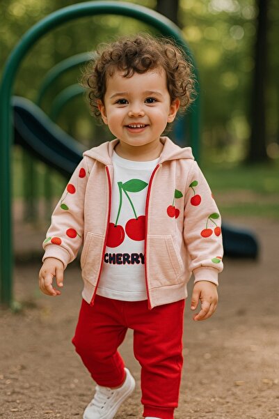 MyPrettyBaby طقم علوي وسفلي لطفلة مطرزة بالكرز