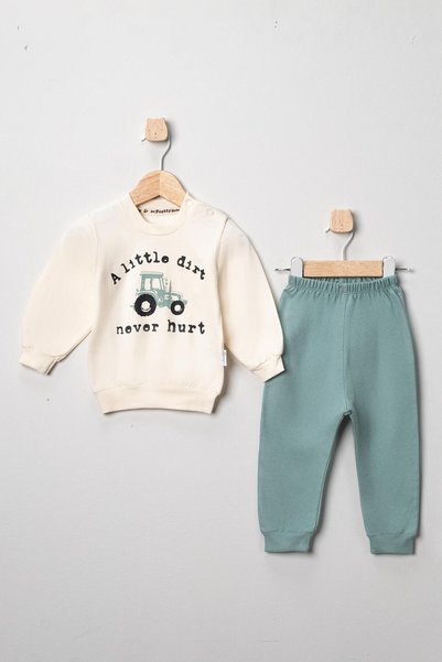 MyPrettyBaby Tractor Printed Baby Boy 100% Cotton Seasonal Bottom Top 2-Piece Set
