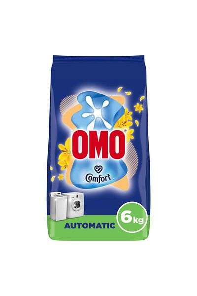 Omo Automatic Laundry Detergent Powder, Touch Of Comfort 6 Kg Powerful Stain Removal, Brightness