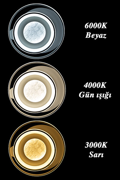 M Mediyamu Aydınlatma Beyaz Plafonyer Tavana Sıfır 3 Renkli Gece Modlu Kumandalı Modern Salon Mutfak Yatak Odası Avizesi