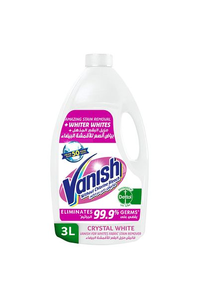 Vanish Fabric Stain Remover For Whites 3 Litres Tough Stain Removal, Brightening & Fabric Care