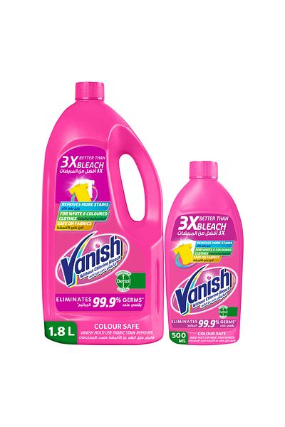 Vanish Stain Remover Liquid 1.8 Litres 500 ml Tough Stain Removal, Brightening & Fabric Care
