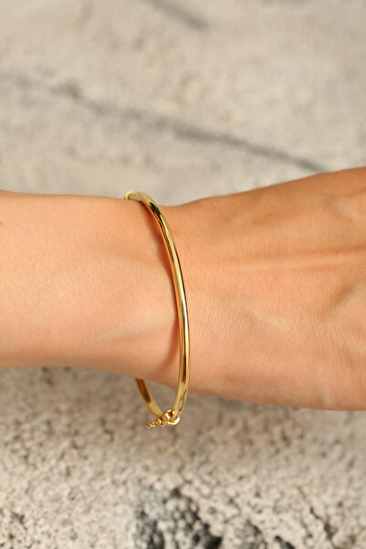 Altınkesesi 14 Ayar Altın Sade Bombeli Kelepçe Bilezik