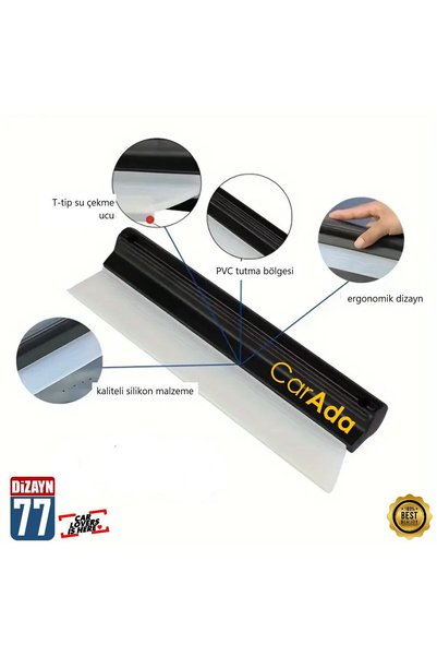CarAda Silikon Uçlu Su Çekeceği | Oto Araba Yıkama Kurulama Oto Çekçek, Otomobil Cam Su Çekme Aparatı