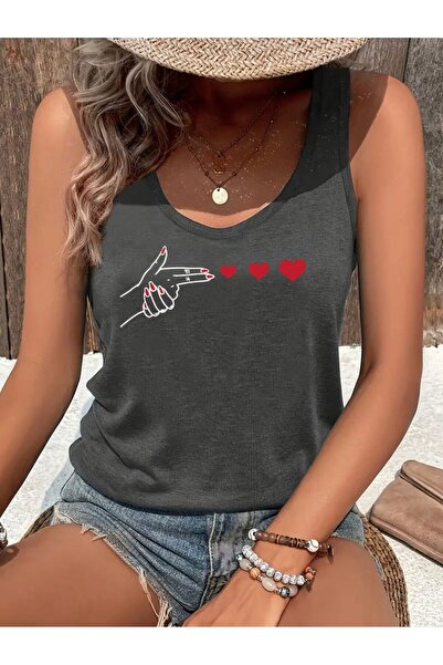 FUFLUNS Heart Printed Women's T-Shirt