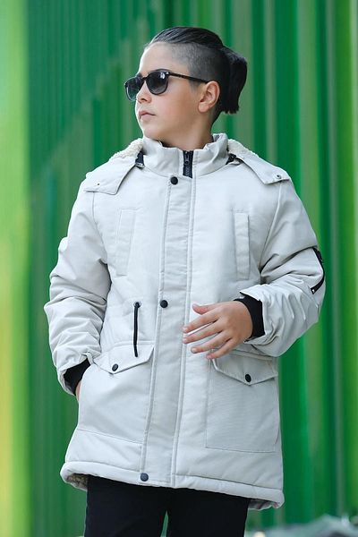 Pina Kids Palton pentru băieți - Oxford cu glugă detașabilă și fleece