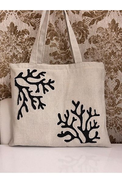 Mustgross Beach & Daily Use Punch Zippered Linen Bag 1 Piece 42X34Cm Hanger 26cm