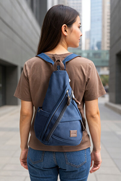 By Hakan Gk73 Canvas (Cotton) Backpack Shoulder Bag Sports Bag Dark Blue