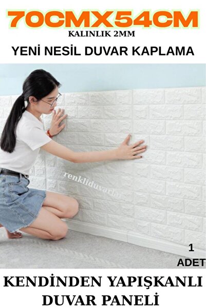 Renkli Duvarlar 70x54 Cm Kendinden Yapışkanlı Esnek Köpük Duvar Kağıdı Paneli...