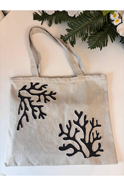 Mustgross Beach & Daily Use Punch Zippered Linen Bag 1 Piece 42X34Cm Hanger 26cm