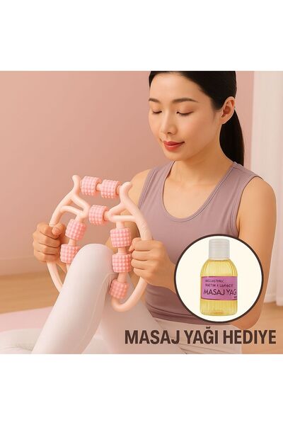 Leyaton Kas Gevşetici Masaj Aleti | 9 Tekerlekli Ayarlanabilir Lenf Drenaj Rulosu