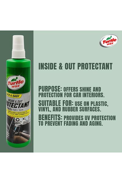 Turtle Wax Quick & Easy Inside & Out Protectant For Plastic, Vinyl, And Rubber – 307ml